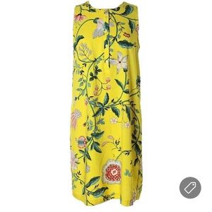 Loft outlet pretty spring summer yellow floral dress, large L